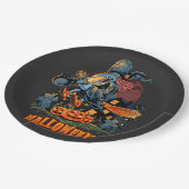 Beängstigende Hexe auf einem Zimmer Pappteller (Schrägansicht)