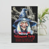 Beängstigende Hexe Halloween Einladung (Stehend Vorderseite)