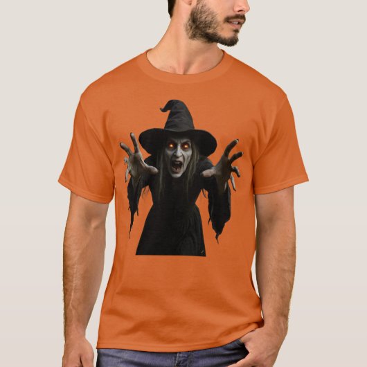 Beängstigende Hexe Halloween T-Shirt (Vorderseite)