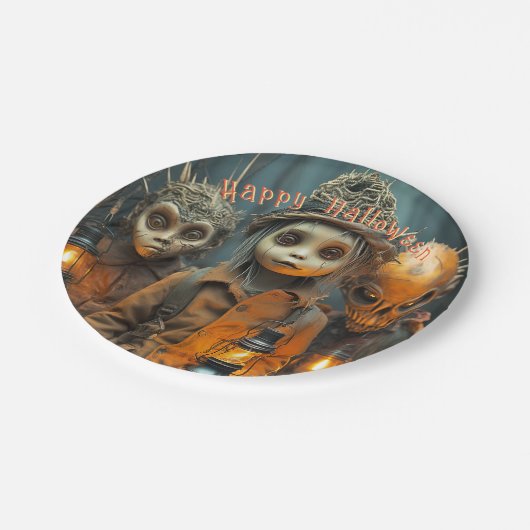 Beängstigende Kätzchen Pappteller (Schrägansicht)