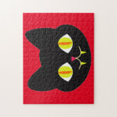 Beängstigende Katzengesicht mit großen grünen Auge Puzzle (Vertikal)