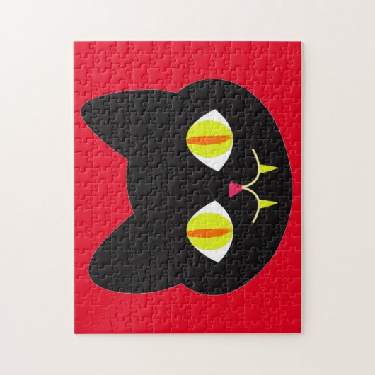 Beängstigende Katzengesicht mit großen grünen Auge Puzzle (Vertikal)