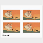 Beängstigende Kids Bats and Witch on Broom Happy H Rechteckiger Aufkleber (Blatt)