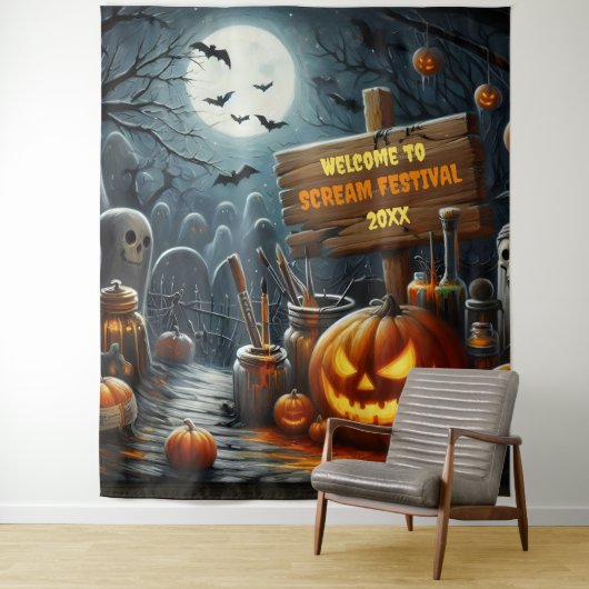 Beängstigende Kulisse des Friedhofs Wandteppich (Beispiel)