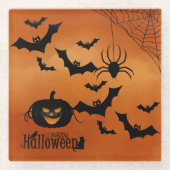 Beängstigende Kürbis und Fledermäuse Glasuntersetzer (Vorderseite)