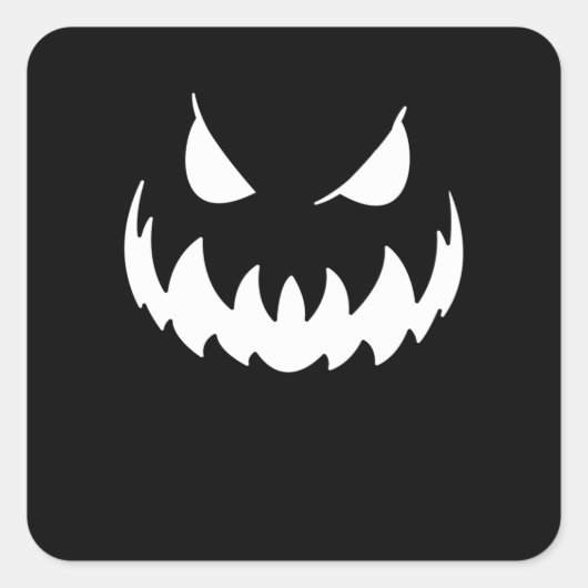 Beängstigende Kürbisgesicht Quadratischer Aufkleber (Vorderseite)