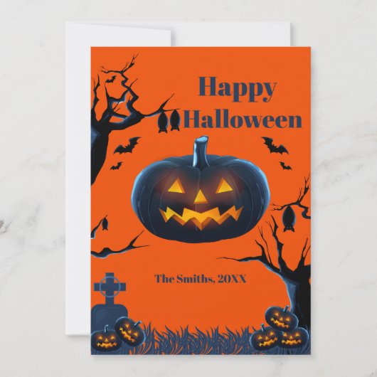 Beängstigende Kürbishalloween-Karten (Vorderseite)