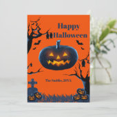 Beängstigende Kürbishalloween-Karten (Stehend Vorderseite)