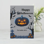 Beängstigende Kürbishalloween-Karten (Stehend Vorderseite)