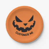 Beängstigende Kürbislaterne Benutzerdefiniertes Or Pappteller (Vorderseite)