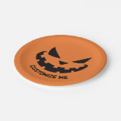 Beängstigende Kürbislaterne Benutzerdefiniertes Or Pappteller (Schrägansicht)