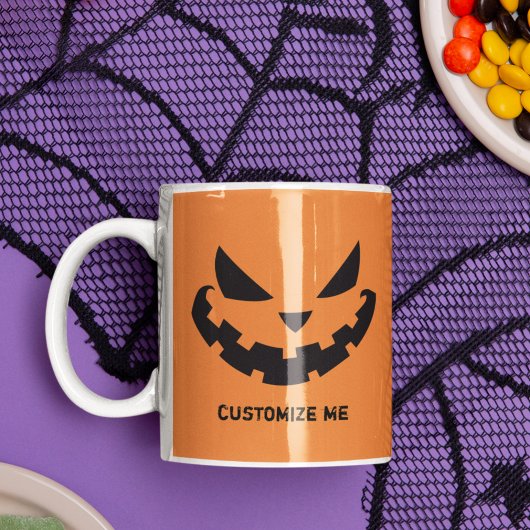 Beängstigende Kürbislaterne Custom Orange Hallowee Kaffeetasse