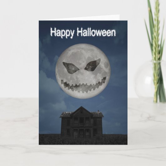 Beängstigende Kürbislaterne Halloween Moon Karte (Vorderseite)