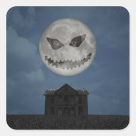 Beängstigende Kürbislaterne Halloween Moon Quadratischer Aufkleber