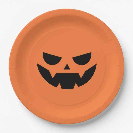 Beängstigende Kürbislaterne Halloween Pappteller (Vorderseite)