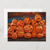 Beängstigende Kürbislaterne Halloween Pumpkins 2 Postkarte (Vorne/Hinten)