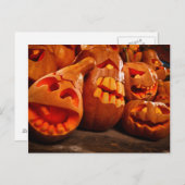 Beängstigende Kürbislaterne Halloween Pumpkins Postkarte (Vorne/Hinten)