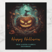 Beängstigende Kürbislaterne Halloween Weinetikett (Einzelnes Label)