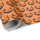 Beängstigende Kürbislaterne Orange Halloween Geschenkpapier (Rolleneckpunkt)