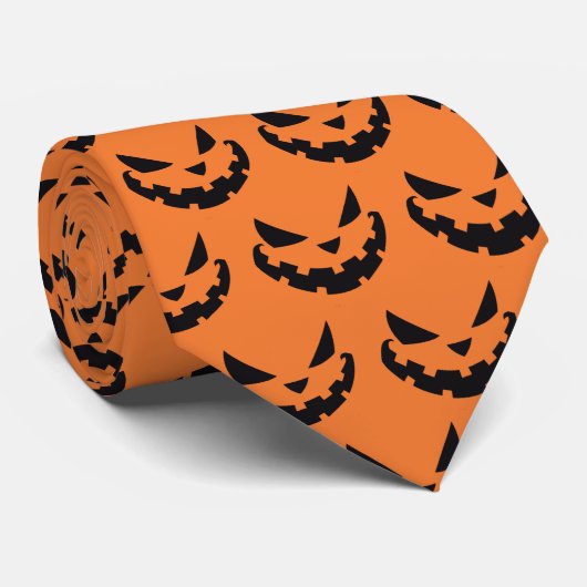 Beängstigende Kürbislaterne Orange Halloween Krawatte (Gerollt)