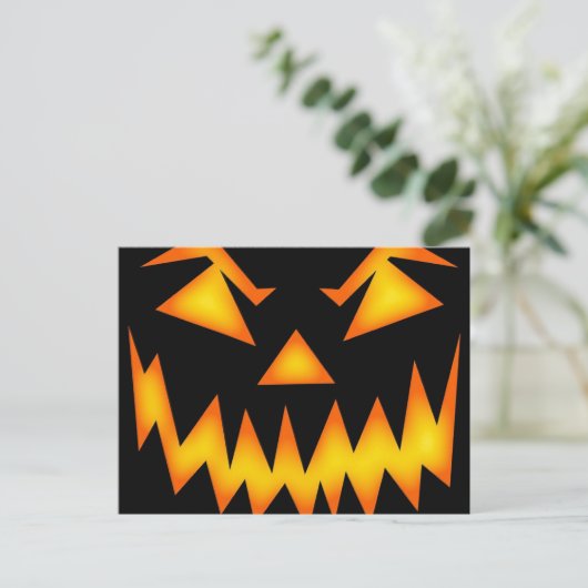 Beängstigende Kürbislaterne Postkarte (Stehend Vorderseite)