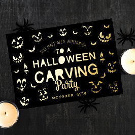 Beängstigende Kürbislaterne Pumpkin Halloween Carv Folieneinladung