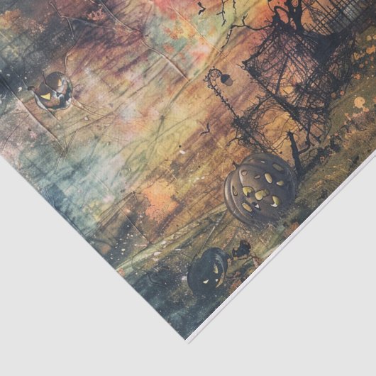 Beängstigende Kürbislaterne Vollmond Halloween Dek Seidenpapier (Ausschnitt)