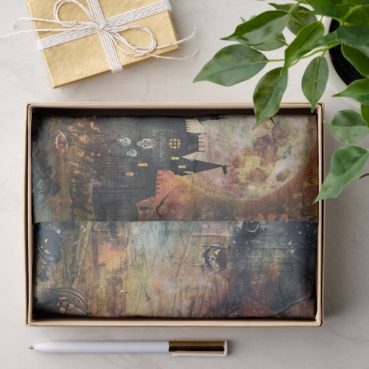 Beängstigende Kürbislaterne Vollmond Halloween Dek Seidenpapier (Geschenk)