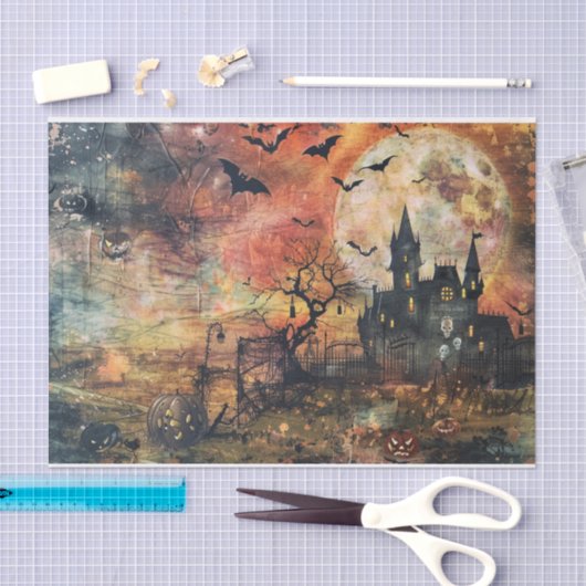 Beängstigende Kürbislaterne Vollmond Halloween Dek Seidenpapier (Handwerk)