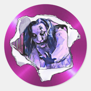 Beängstigende Lila Zombie Girl Halloween Stickers