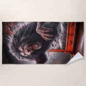 Beängstigende Lion Strandtuch (Vorderseite)