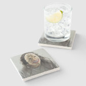 Beängstigende Maske Steinuntersetzer (Seitenansicht)