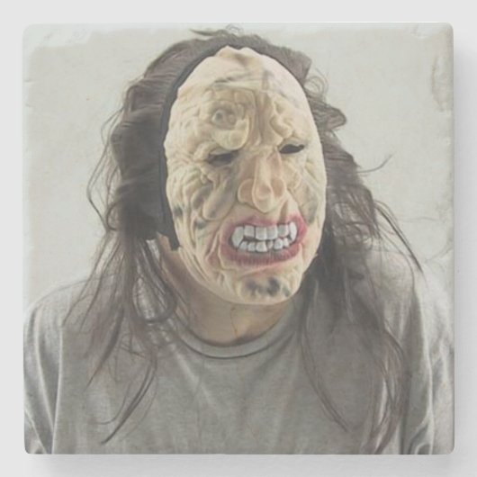 Beängstigende Maske Steinuntersetzer (Vorderseite)