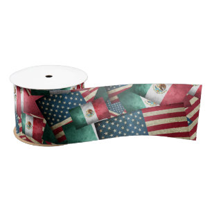 Beängstigende mexikanische/amerikanische Flaggen - Satinband