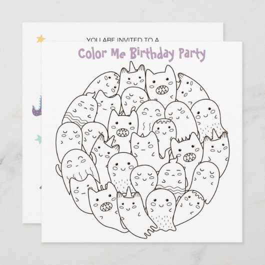 *~* Beängstigende Monster Anpassbare FARBE ME Gebu Einladung (Vorne/Hinten)