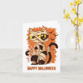 Beängstigende Mummy Cat Happy Halloween Karte (Gelbe Blume)