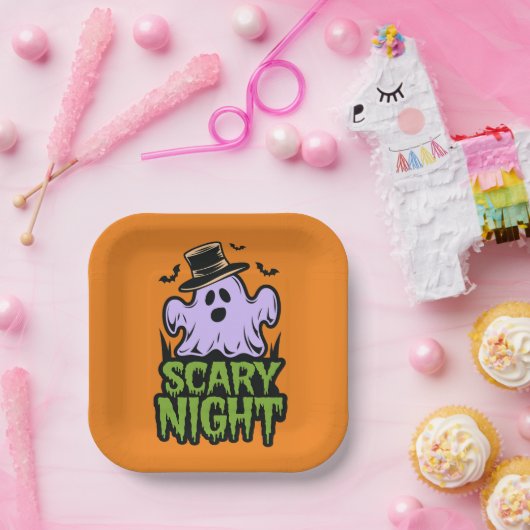 Beängstigende Nacht mit Niedlichem Halloween-Party Pappteller (Party)