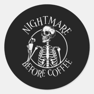 Beängstigende Nacht vor Coffee Halloween Skeleton Runder Aufkleber