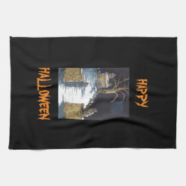 Beängstigende Niedliche Halloween-Spuk-Hauskatze Handtuch