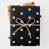 Beängstigende niedliche schwarz-orange-weiße Schäd Geschenkpapier Set (Beispiel)