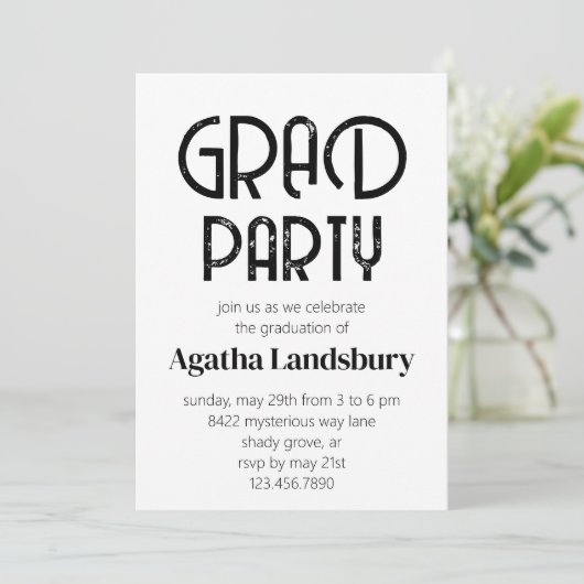 Beängstigende Partei der modernen High School Grad Einladung (Stehend Vorderseite)