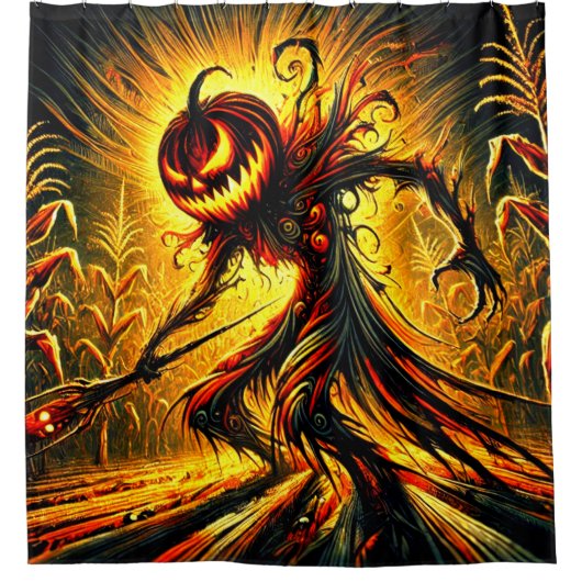 Beängstigende Pumpkin Art Duschvorhang (Vorderseite)