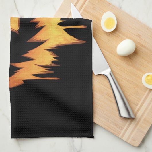 Beängstigende Pumpkin Kürbislaterne Face Halloween Geschirrtuch (Viertel Falte)