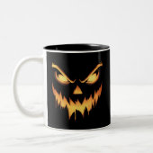 Beängstigende Pumpkin Kürbislaterne Face Halloween Zweifarbige Tasse (Links)