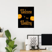 Beängstigende Pumpkins Halloween Hochzeitszeichen Poster (Heimbüro)