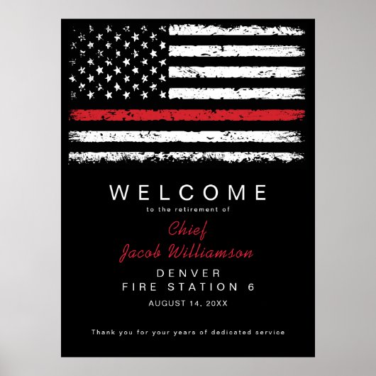 Beängstigende Red Thin Line American Flag Retireme Poster (Vorne)
