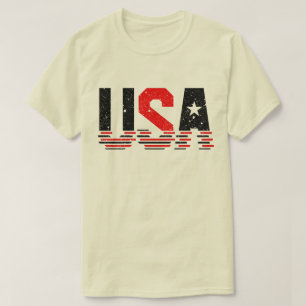 Beängstigende Rot- und Schwarz-USA-Typografie T-Shirt