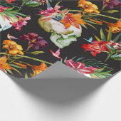 Beängstigende Schädel mit Blume Halloween Geschenkpapier (Ecke)