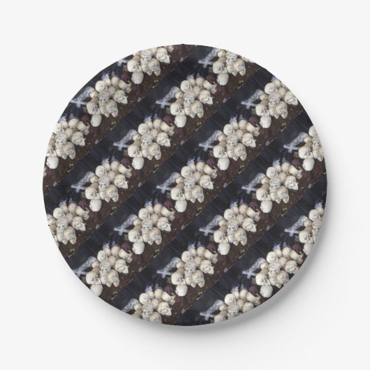 Beängstigende Schädel mit wackeligen Augenballen Pappteller (Vorderseite)