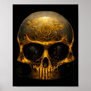 Beängstigende Schädelwand für ein gruseliges Hallo Poster
